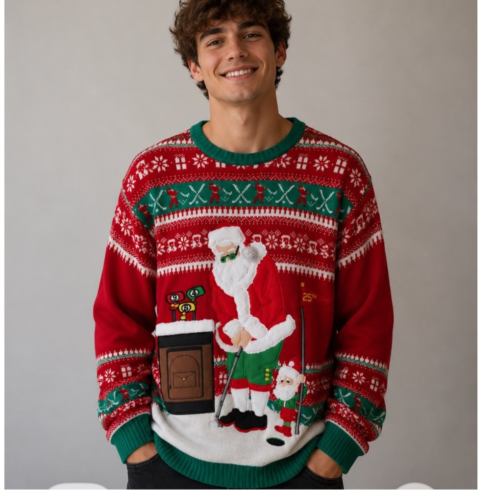 💥🆕💥JOLLIDAY Santa Golf Holiday Sweater Size: 3XB - Picture 2 of 6
